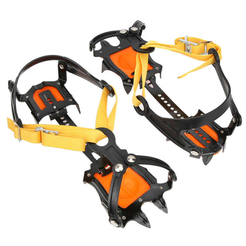 Crampones de acero inoxidable antideslizantes para nieve, cubiertas para zapatos de escalada en hielo, pinzas de tracción, 1 par, 10 dientes