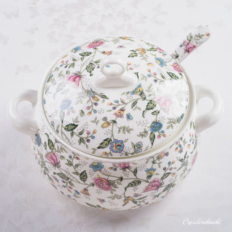 Soupière en porcelaine pour le stockage des aliments, bol de service classique pour le dîner, boîte en porcelaine, grand bol pour la soupe en céramique, 9 pouces