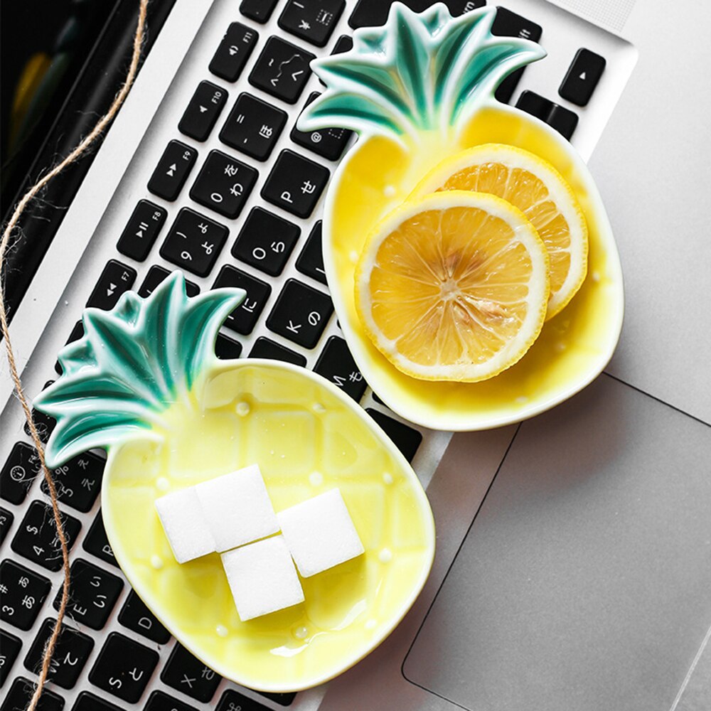 Ananas muotoinen astia keraaminen tarjotin soijakastike astiat hedelmät välipala lautaset astiat kotitalous söpö ruokailuvälineet