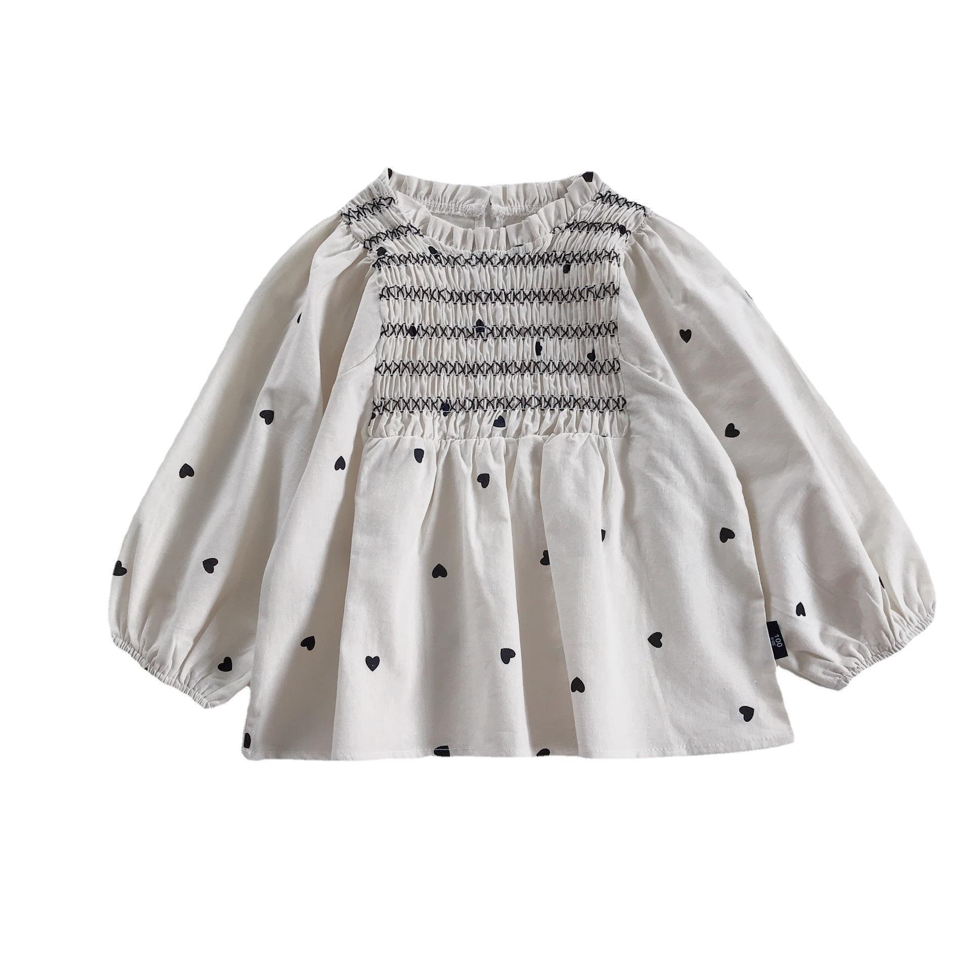 Camicette di cotone a maniche lunghe per ragazze a maniche lunghe autunno 2021 nuove camicette di Design coreano per bambini