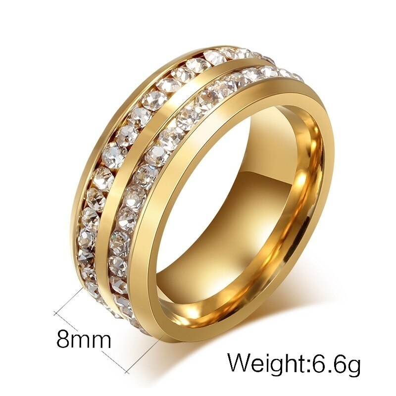 Klassisk gylden romantisk par bryllup forlovelsesring cubic zirconia ring smykker tilbehør valentinsdag