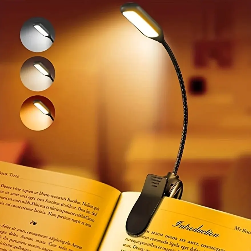 Oplaadbare boekleeslamp, LED-boeklamp voor lezen in bed - Oogzorgzame instelbare helderheid 3 kleurtemperaturen