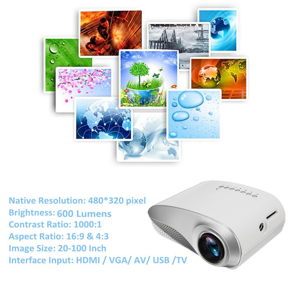 Clear Mini Draagbare 1080P 3D Hd Led Projector Multimedia Home Theater Usb Vga Hdmi Tv Home Theatre-systeem