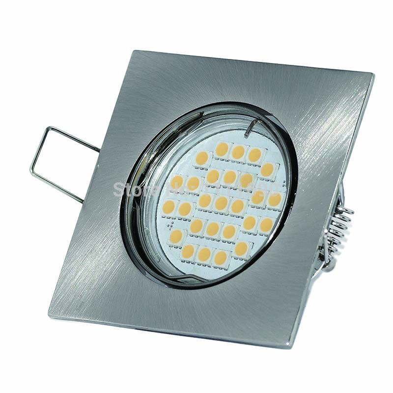 Modern LED GU10 Downlights Recessed Ceiling Lights MR16 Square Brushed Chrome Minimalist Spotlight 240V Cut Hole 70mm