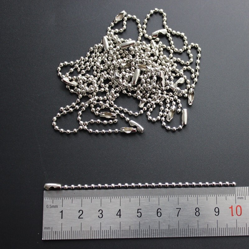 2.3mm Diameter Bal Kralen Ketting 10cm Lengte Iron Kralen Ketting Voor Kledingstuk Prijskaartje Label Self Locking 100 stuks