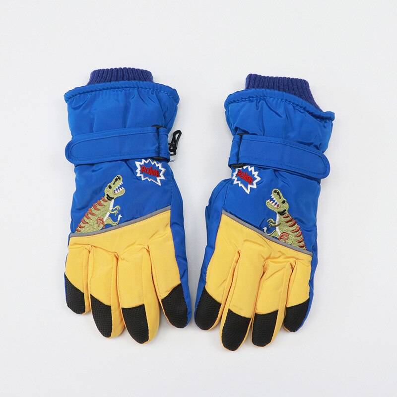 Vliegtuig Print Winter Jongens Meisjes Handschoenen Waterdicht Antislip Dikke Warme Kids Wanten Skiën Sneeuw Sport Kinderen Handschoenen: B Blue