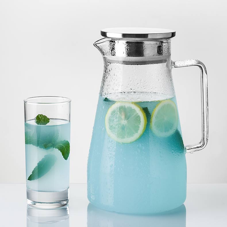 Transparent glass cold water jug water jug high temperature resistant household tie pot cool white water jug water bottle