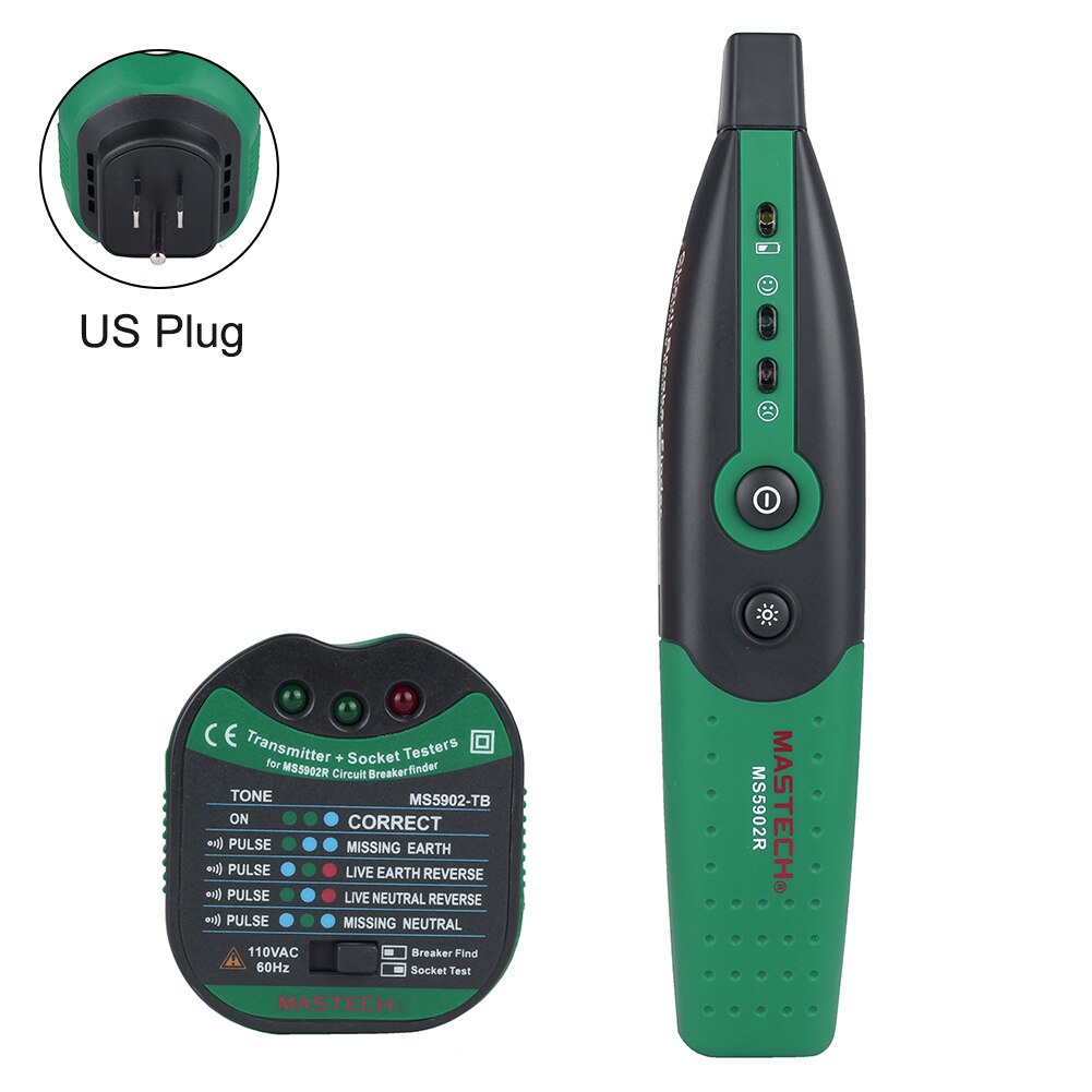 MS5902 Buzzer Plastic Socket Tester Electrical Instrument Factory Portable AC 220V Automatic Circuit Breaker Finder
