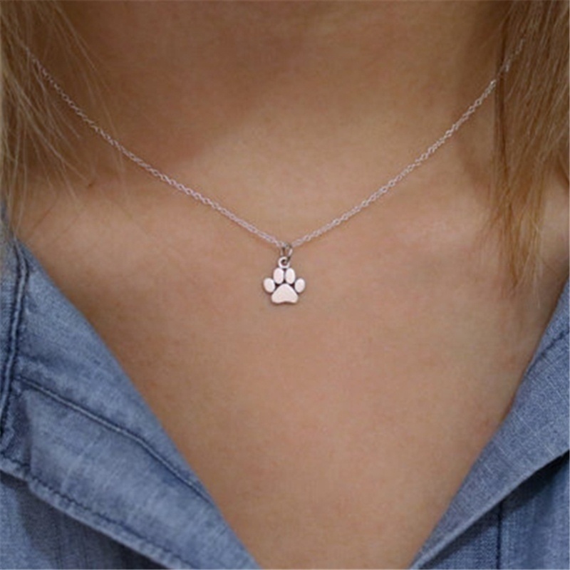 Delysia King Women Trendy Pet memoriale collana in oro ragazze simpatico ciondolo con stampa zampa di animale