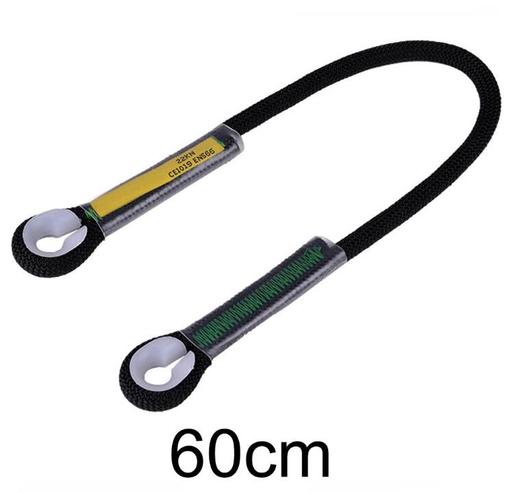 Cuerda de escalada en roca al aire libre, cuerda precosida de ojo a ojo, resistente al calor, enganche de fricción: black 60cm