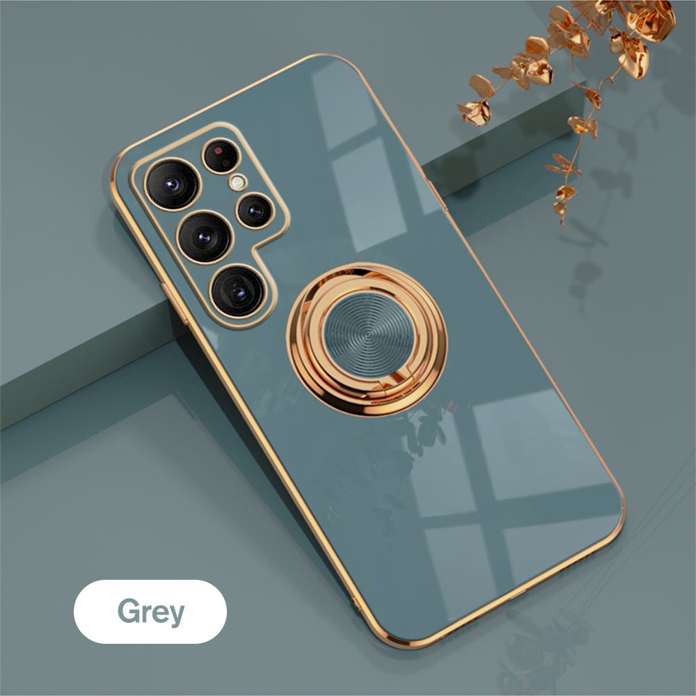Luxury Plating Protector Case For Samsung Galaxy S22 Ultra S22Ultra S22Plus S 22 Car Magnetic Stand Shockproof Back Cover Coque: For S22 / Gray 3