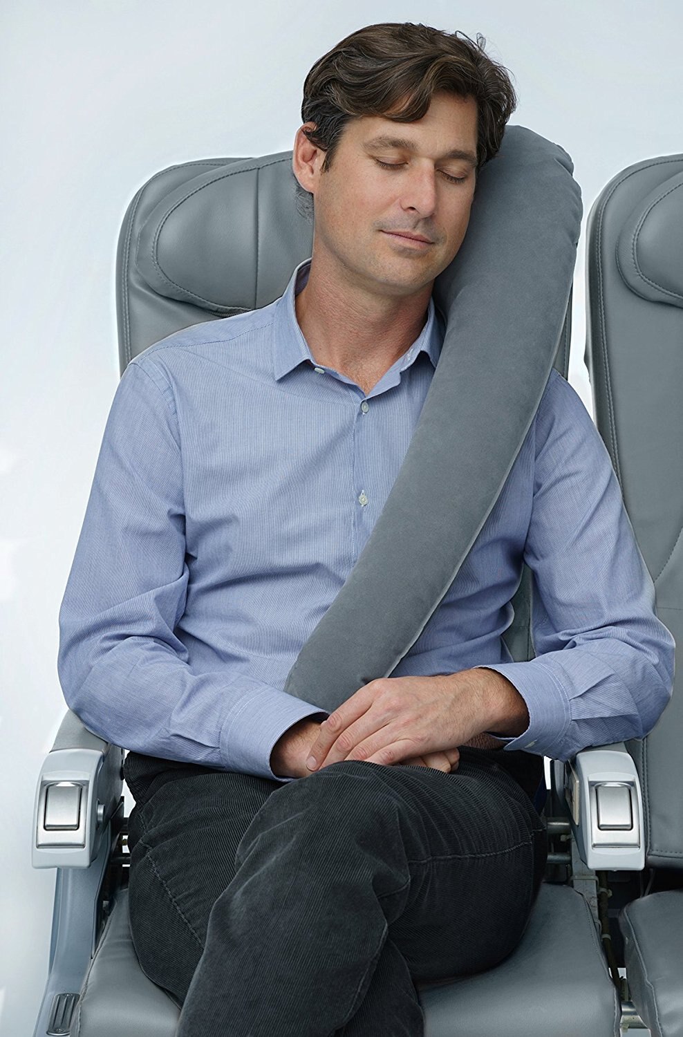 Portable Train Car Inflatable Pillow U-shaped Neck Pillow Travel Pillow Aircraft Sleeping Comfortable Neck Pillow: grey