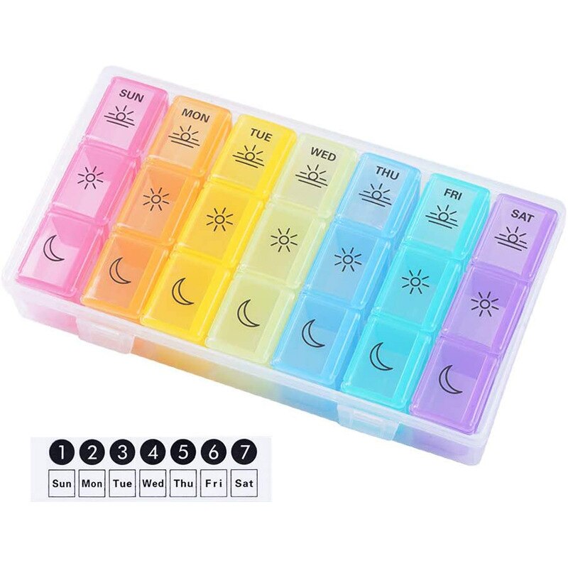 21 Grids 7 Dagen Wekelijkse Pillendoosje Geneeskunde Tablet Dispenser Organizer Pillendoosje Splitters Pill Organizer Container
