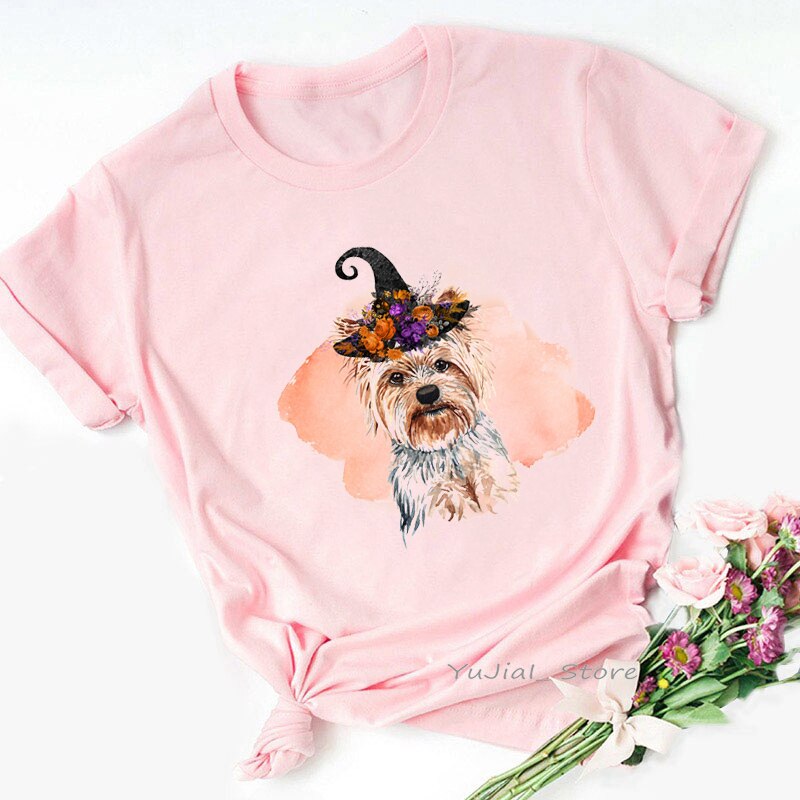 I Love My Yorkies Animal Print Tshirt Dameskleding Honden Lover Kawaii Kleding T-shirt Femme Harajuku Shirt Korte Mouw tops: XXL / Sky Blue