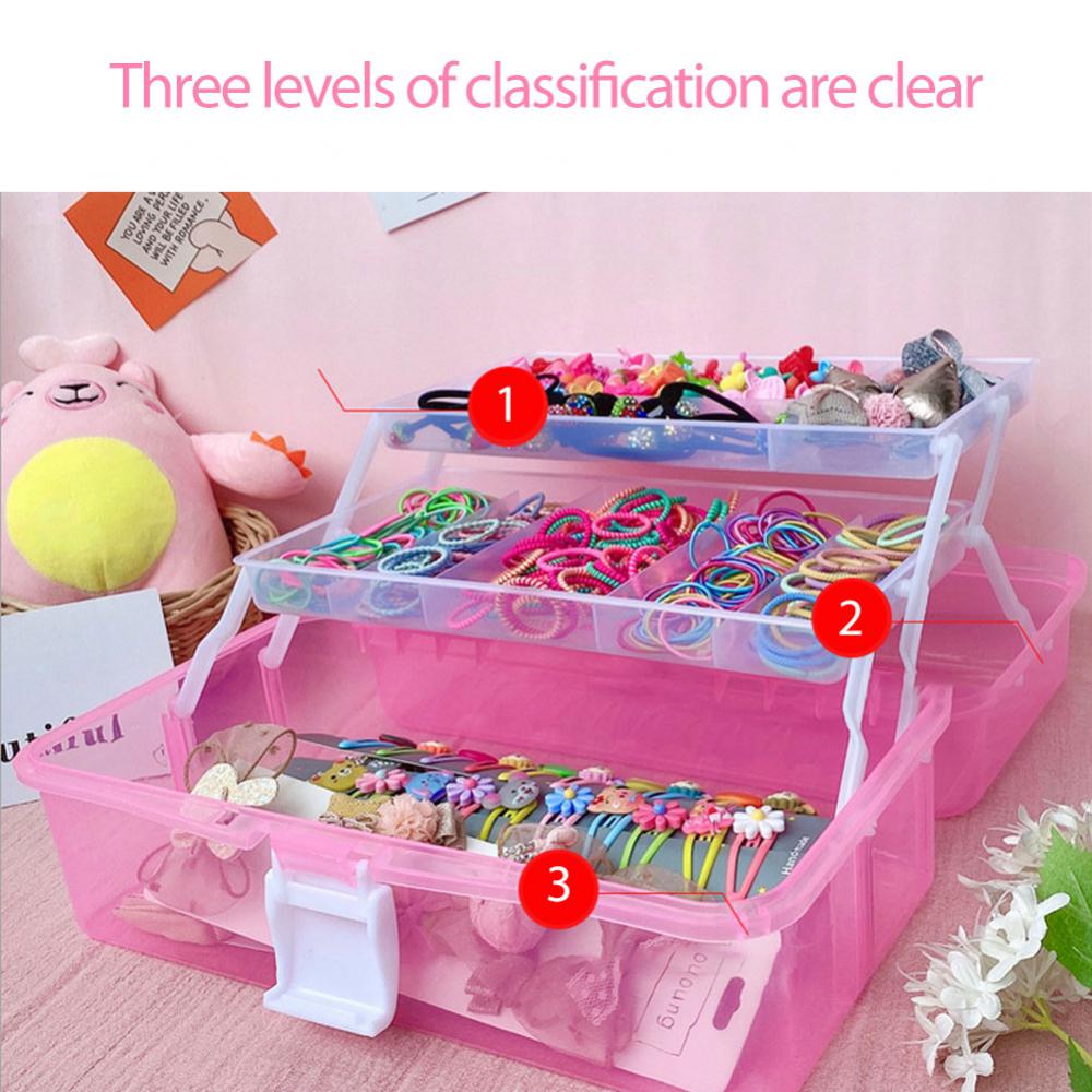 Plastic Jewelry Box Head Rope Storage Box Children Girl Head Rope Hair Accessories Desktop Jewelry Box Case Display Organizer