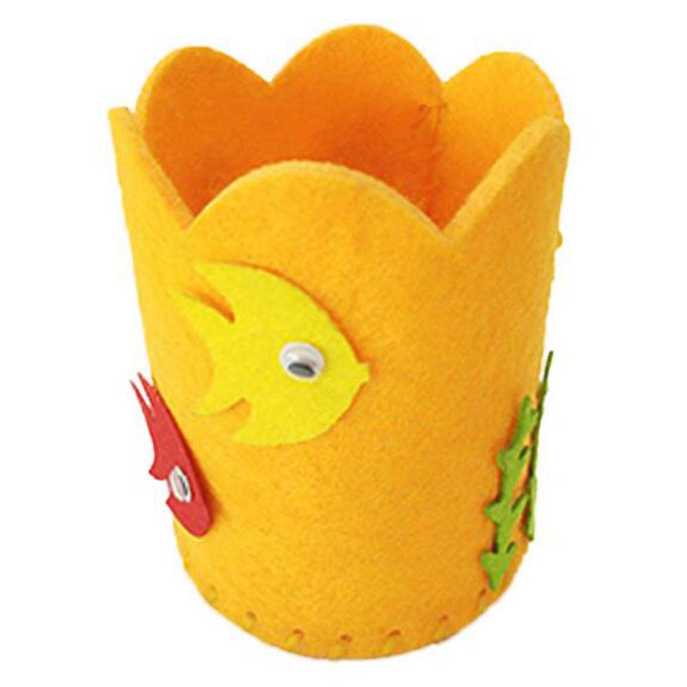 1 PCS Kinderen Creatieve Geweven stof Pen Houder Kerstcadeau Creatieve Decoratie Benodigdheden Kids DIY Handgemaakte Ambachten Art Speelgoed: Geel