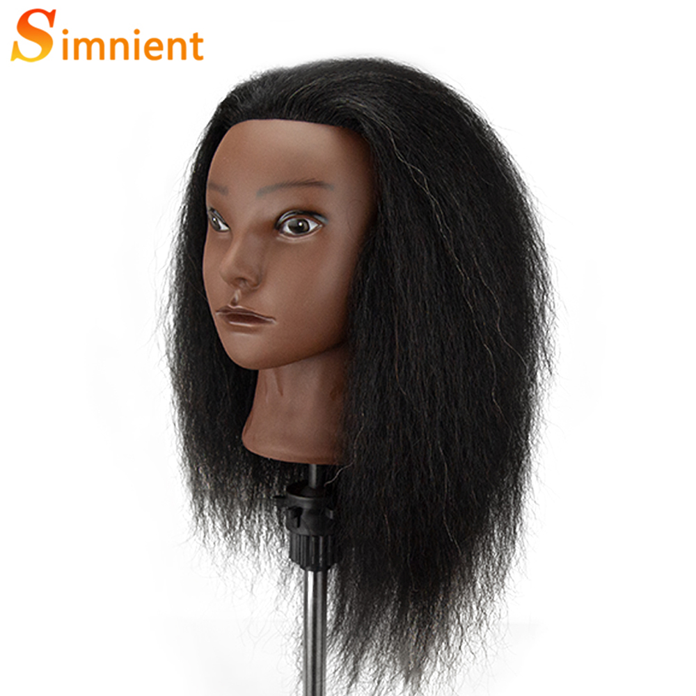 Cabezas de Maniquí Afro para trenzar muñecas de pelo Maniquí, modelo de peluquería de entrenamiento humano Real, Kit de peluquería Natural para mujeres, pelucas: Marfíl