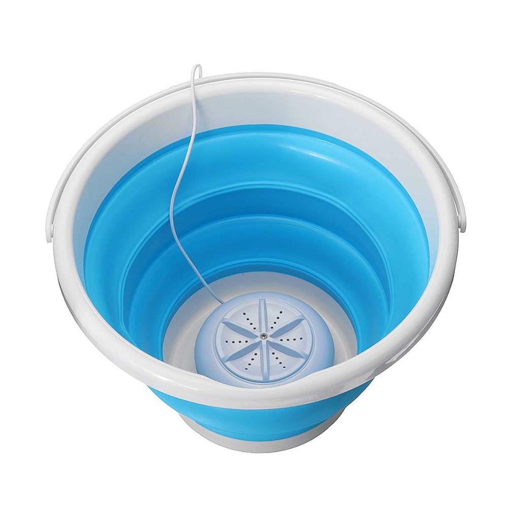 Mini vaskemaskine bærbar ultralydsrenser turbine sammenklappelig spand type tøjvask rengøring til hjemmerejse
