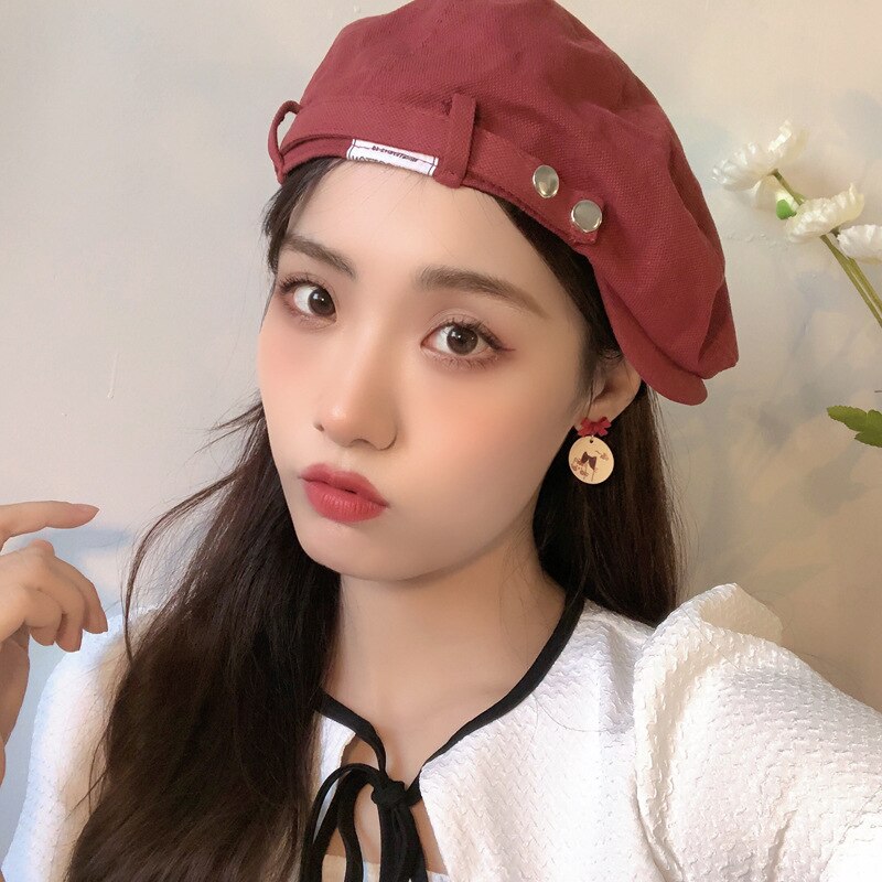 Boucles d'oreilles à Clip de Style japonais, chaton, sans trou, à la , peint en rouge, chat mignon, sans Piercing