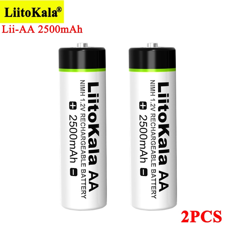 2Pcs Liitokala 1.2V Aa 2500Mah Ni-Mh Oplaadbare Batterij Aa Voor Temperatuur Gun Afstandsbediening Muis Speelgoed Batterijen