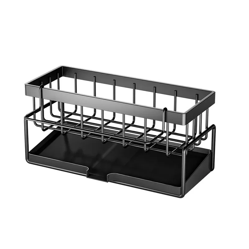 Kitchen Sink Drain Rack Organizer Carbon Steel Self-draining Sink Shelf Soap Sponge Holder Dishcloth Towel Rack Filter Basket