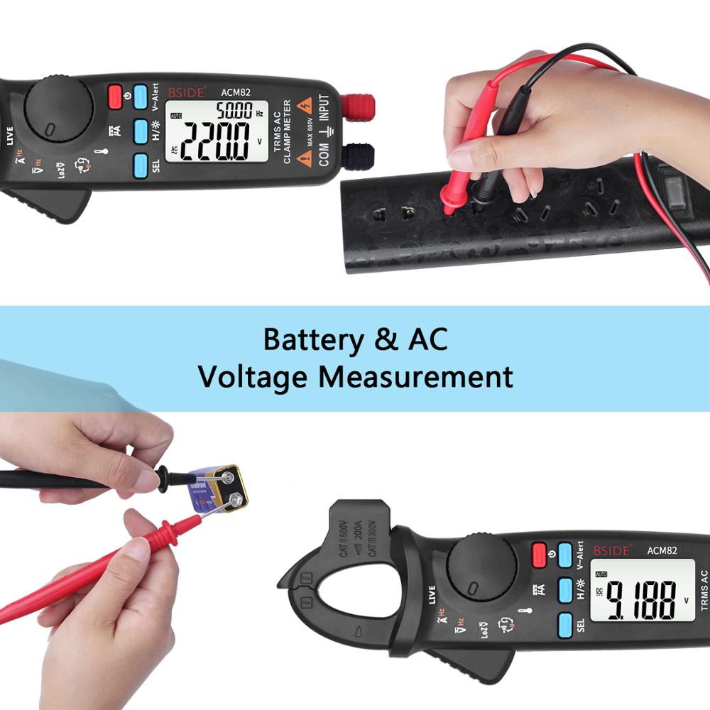 BSIDE ACM82 Digital Clamp Meter 6000 Auto-Rang TRMS 1mA accuracy Current Multimeter DC AC Vol Capacitance Temperature Hz Tester