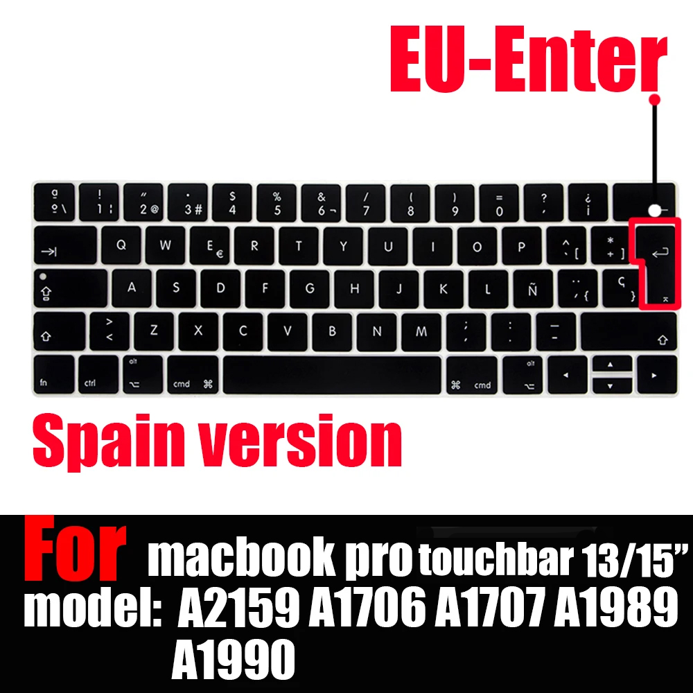 Pokrowiec na klawiaturę MacBook Pro z paskiem dotykowym 13 i 15 2016-2019 Model: A2159, A1989, A1990, A1706, A1707), silikonowy ochraniacz skóry: green