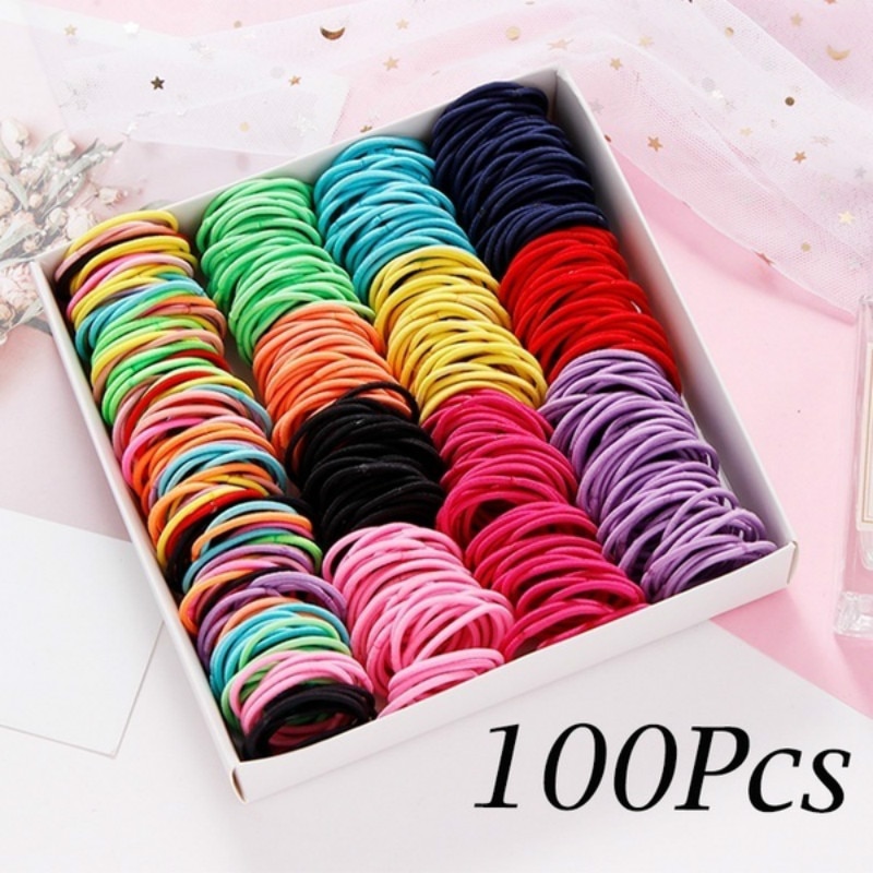 100 PCS/Lot noël haute-élastique enfants bonbons couleur cheveux corde élastique Scrunchie cheveux bandes Mini cheveux anneaux élastique pour les filles