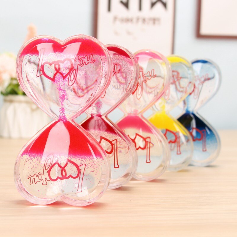 Valentine's Day Double Hourglass Liquid Timer Visual Timer Oil Liquid Motion Hourglass Floating Desk Heart Decoration Acrylic