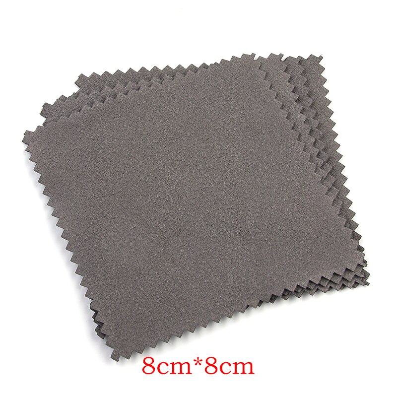 20-50 stücke Polnischen Polieren Tuch Silber Farbe Reinigung Polieren Tuch Weichen, Sauberen Wischen Abwischen Tuch Schmuck Werkzeug Schmuck reinigung: gray 8x8mm 50pcs