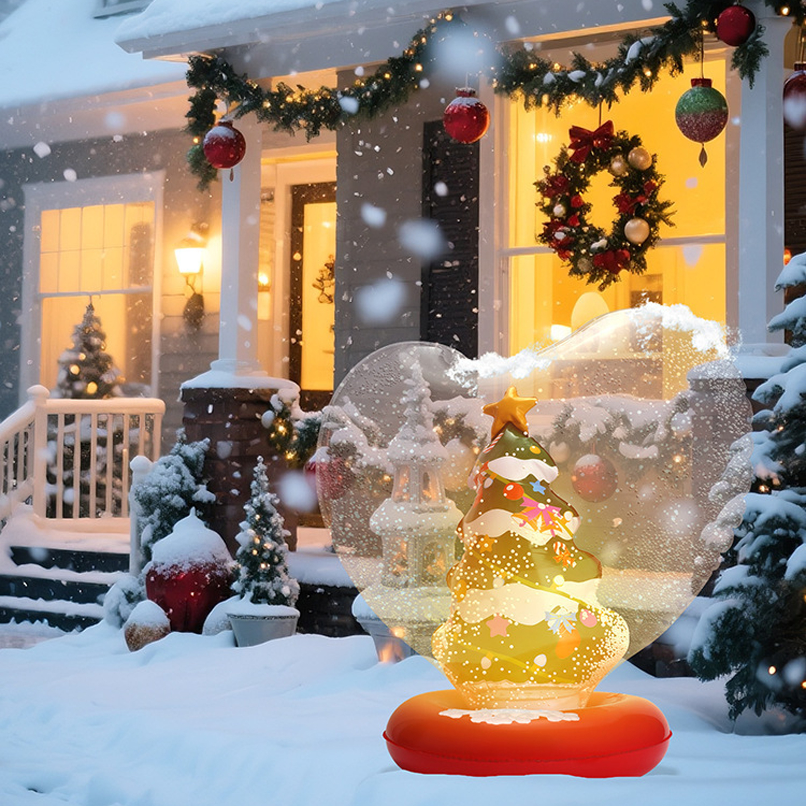 Oppblåsbare julekuler slitesterke pvc juleglødende baller jul utendørs hage basseng flytende julekule dekor: Lysegrå