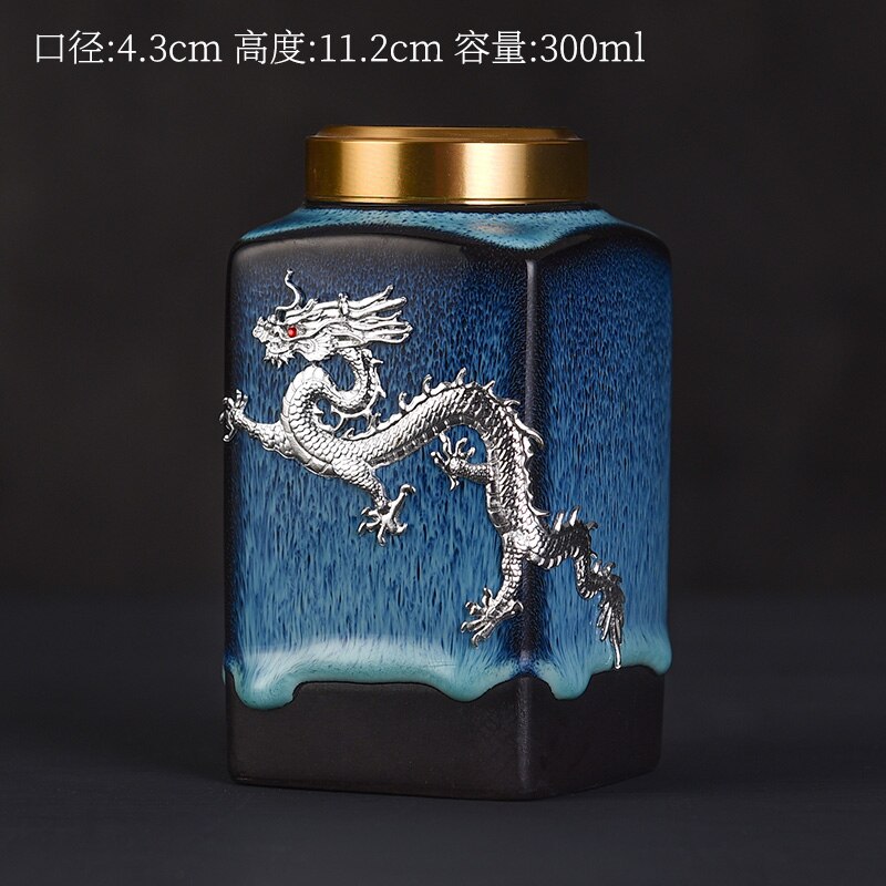 300ml porcelæn te-boks køkken opbevaring flasker mad stash krukke lufttæt lugtsikker beholder te kaffe opbevaring tank te krukke: H