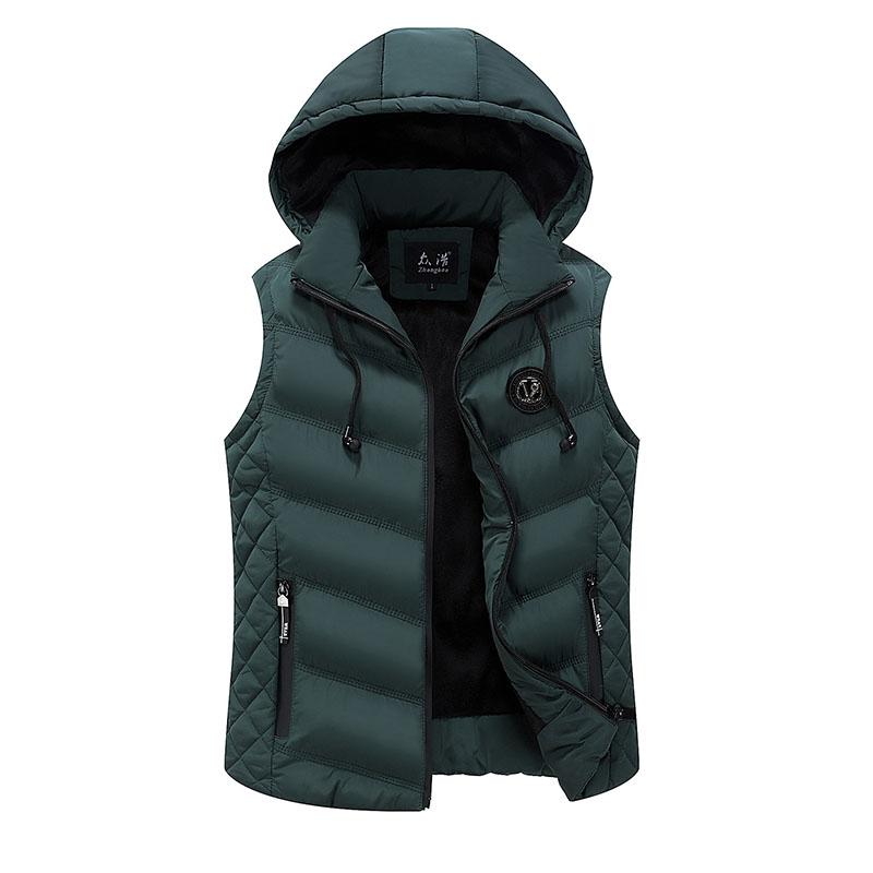 Lusumily tyk varm vest dame ærmeløs jakke kvinde vinter solid slim vest dame vindtæt varm headset vest: Militærgrøn / Xxxl