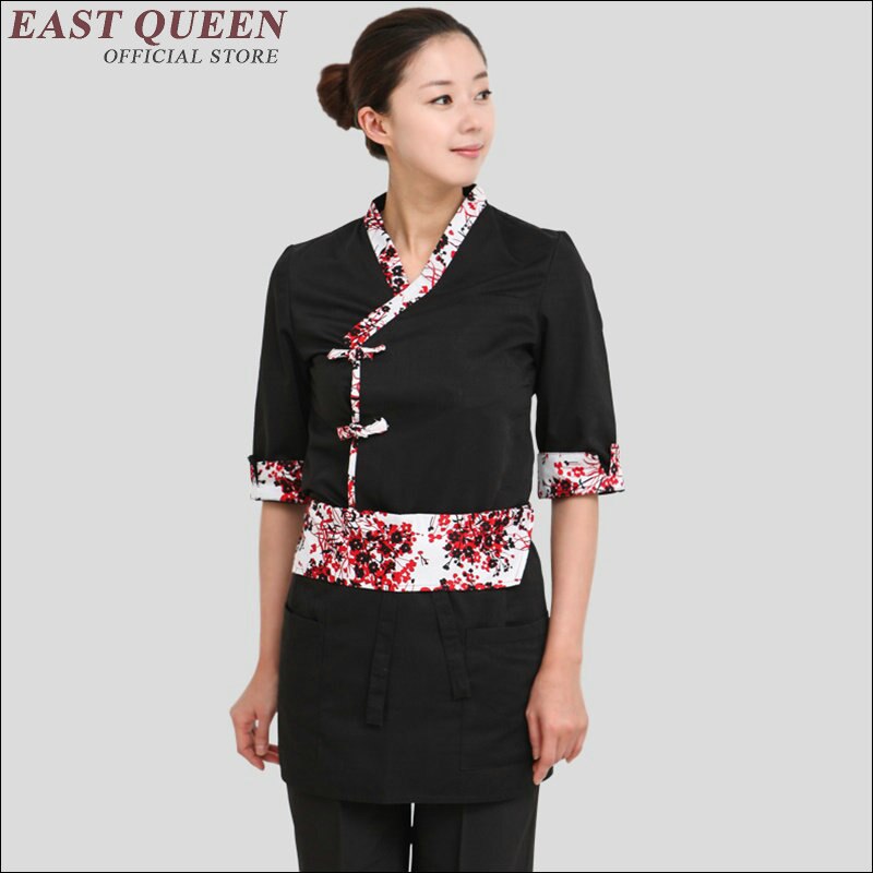 Madservice catering tøj kvinder sushi kok uniform restaurant servitrice uniformer japansk restaurant uniformer  aa1401