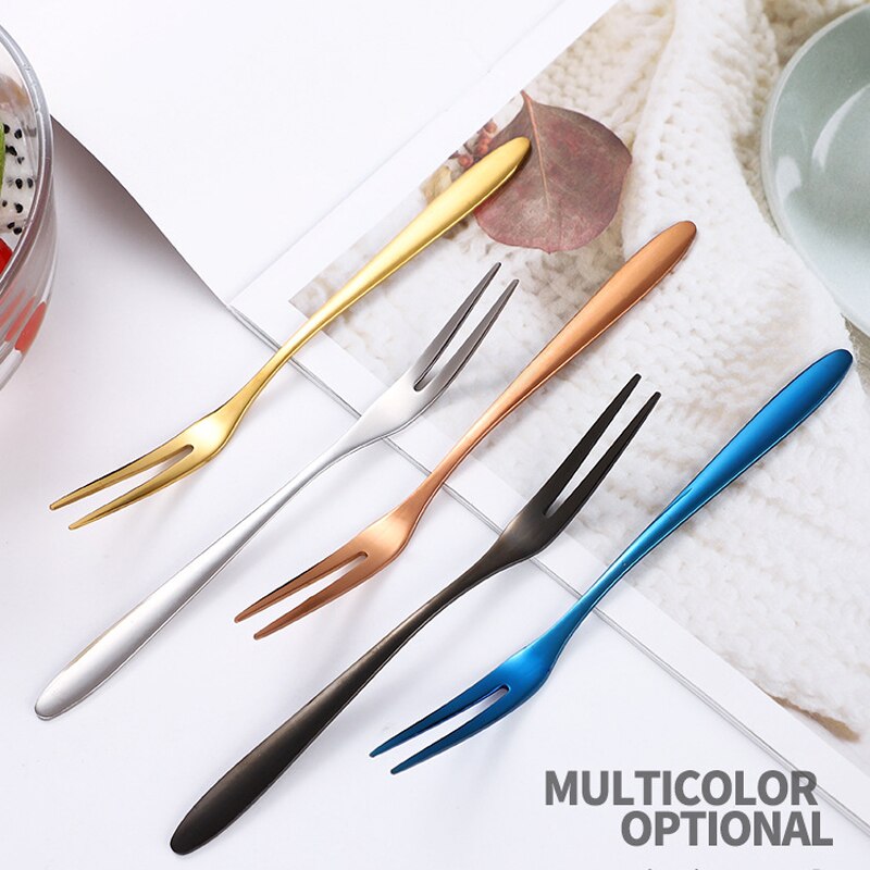 2/6pcs Fruit Fork Set Mini Cute Stainless Steel Dessert Forks Silver Gold Rose Gold Cake Flatware Cutery Fork for Home Use