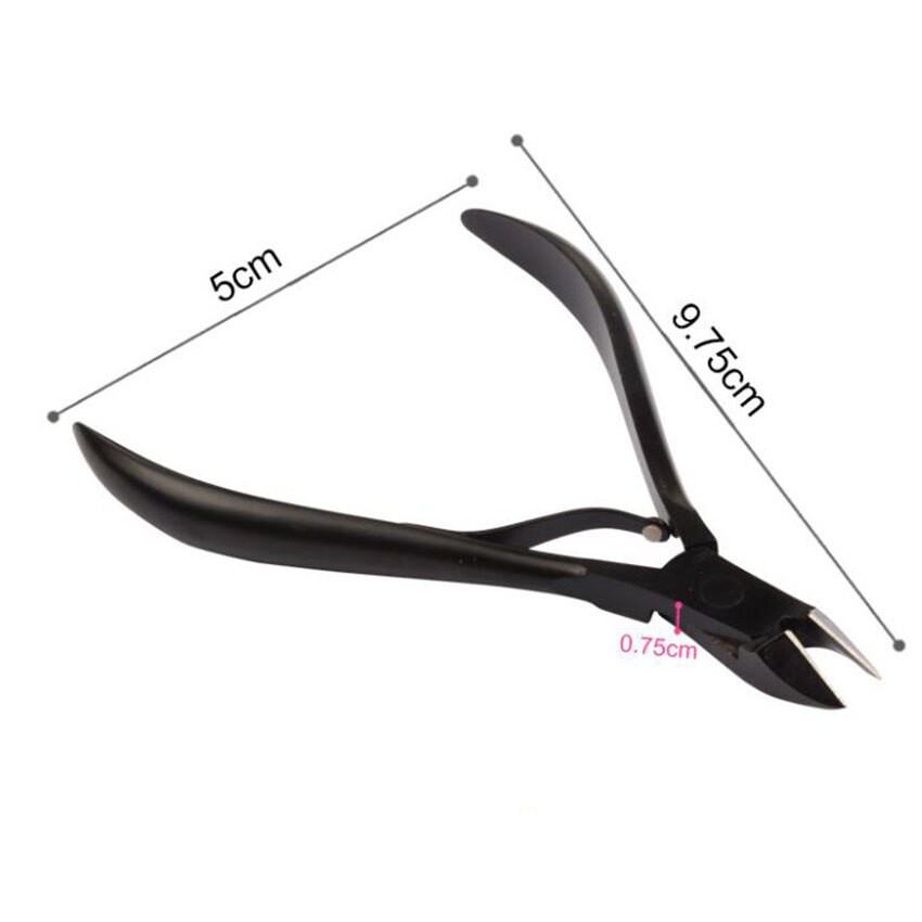 Tijeras de acero inoxidable para cutículas, pinzas para manicura y pedicura, removedor de piel muerta, herramientas para el cuidado de las uñas, 1 ud.: Negro
