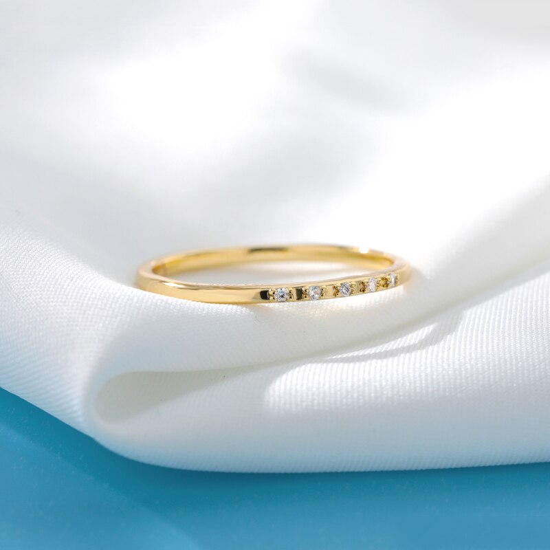 Zirkoon Eenvoudige Ringen Voor Vrouwen Goud Zilver Kleur Rvs Vrouwelijke Engagement Wedding Ring Sieraden Bague Femme Anillos Mujer