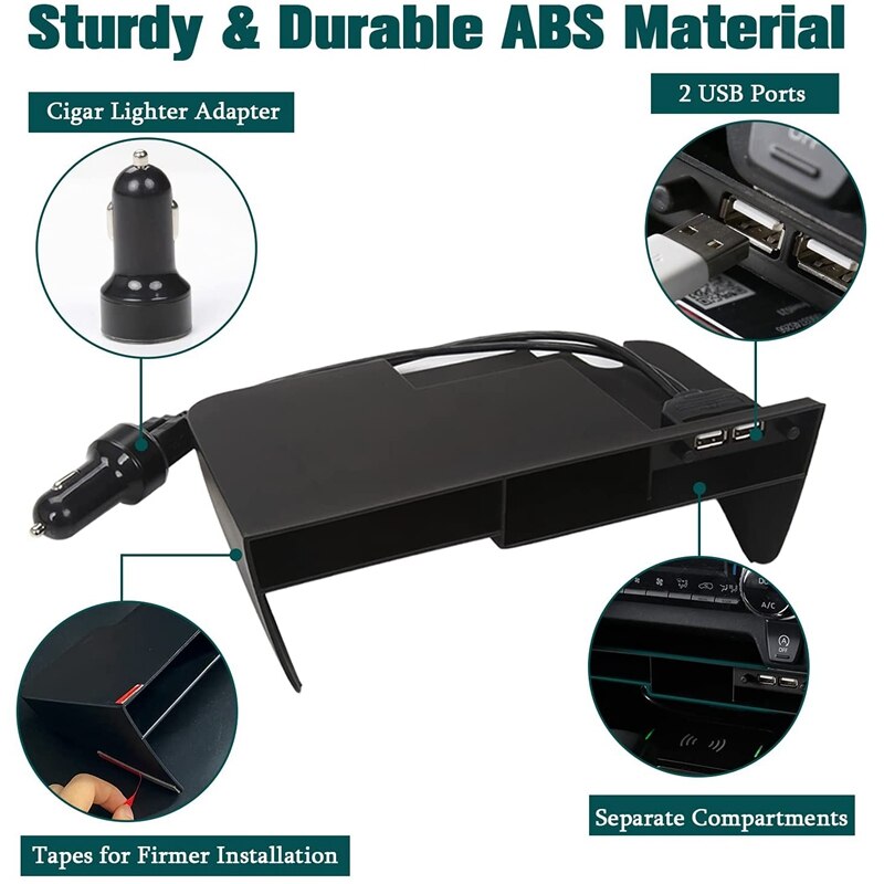 Center Console Organizer for Toyota RAV4 Accessories, Tray Insert Divider Storage Box with 2 USB Ports