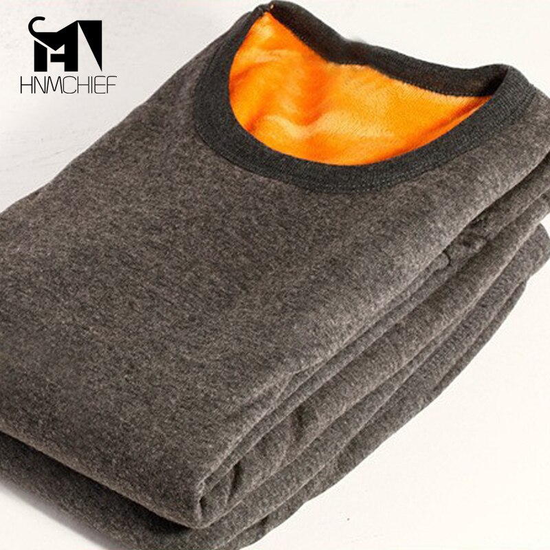 Thermal underwear men Winter Mens Thick Plus Velvet Long Johns Add wool underwear Sets Warm For Men Thermals 3XL Black Thicken