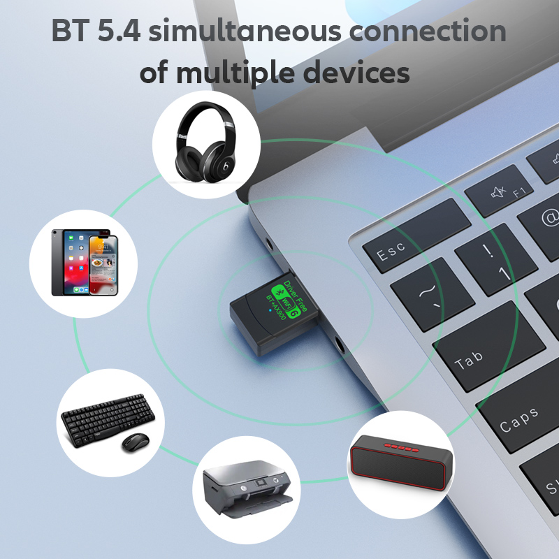 Upgrades Mini USB Wireless Bluetooth 5.4 Transmitter Receiver Adapter WiFi 6 Dongle 900Mbps Dual Band For PC Laptop Win10/11