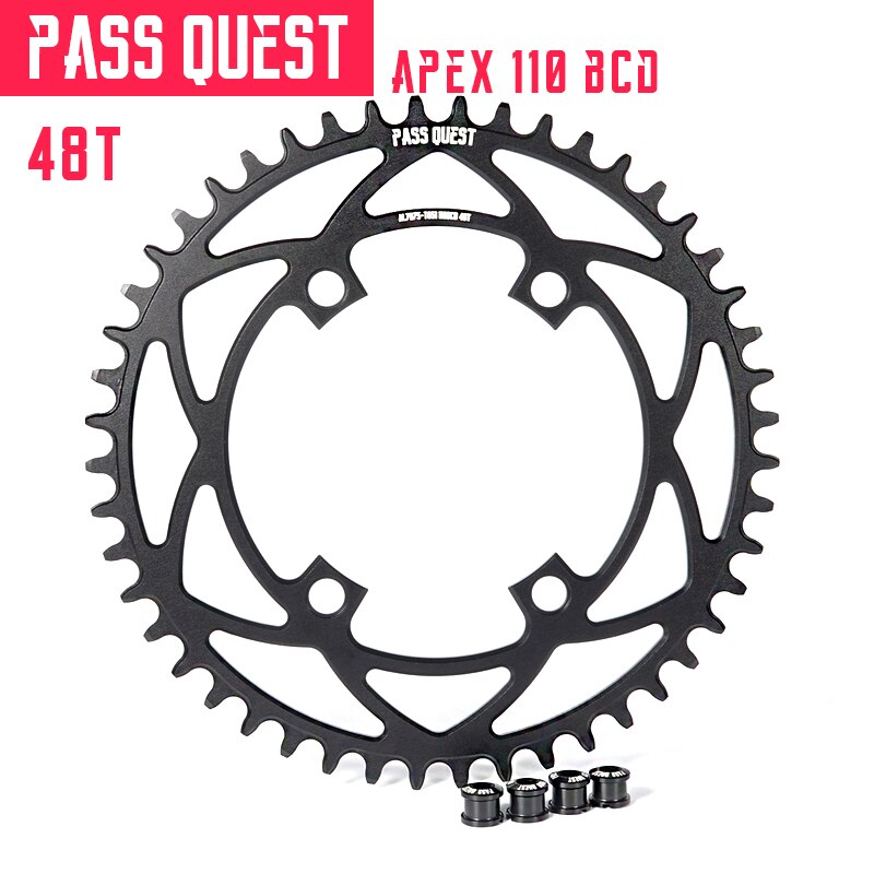 Passquest 110 bcd vierklauw is geschikt voor sram apex enkelvoudige schijfketting, stabiele kettingstabilisator, positieve en negatieve tanden.: 48t