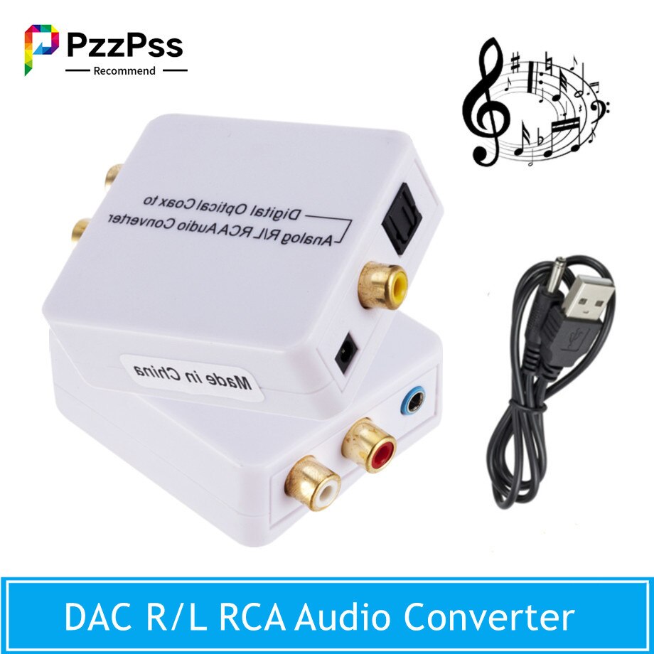 PzzPss DAC Digital Fiber Coaxial To Left And Right Channel Digital To Analog With 3.5Mm Jack Audio Analog Converter White