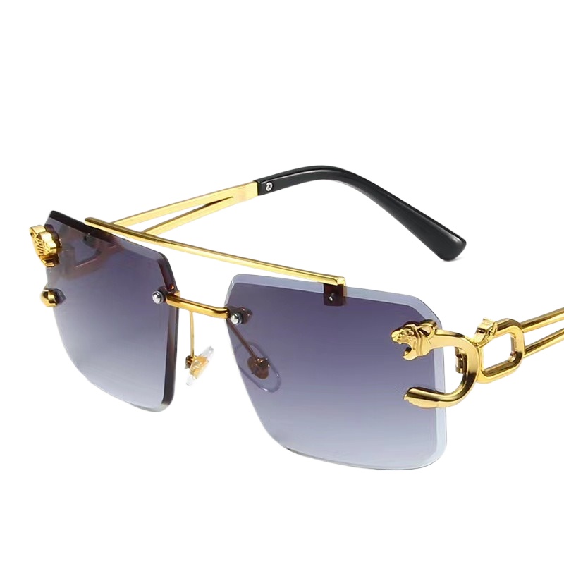 Sunglasses Men Rimless Sun Glasses Shades Lens Ladies Frameless Eyeglasses: ROSE RED