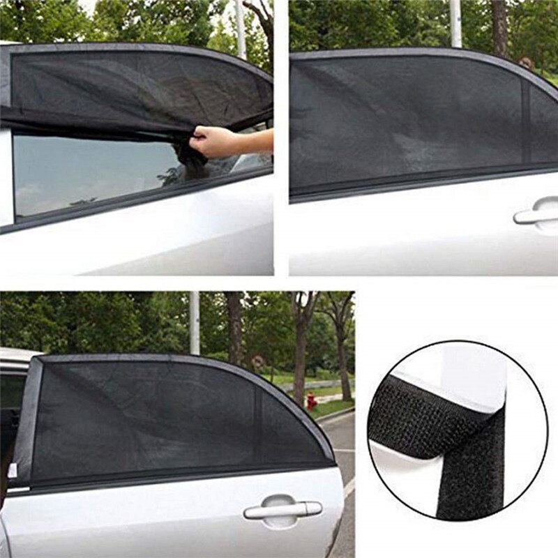 2PCS Car Curtains Front/Rear Side Window Net / Mesh Fabric Curtain Block The Sun Reduces Temperature Window Screens