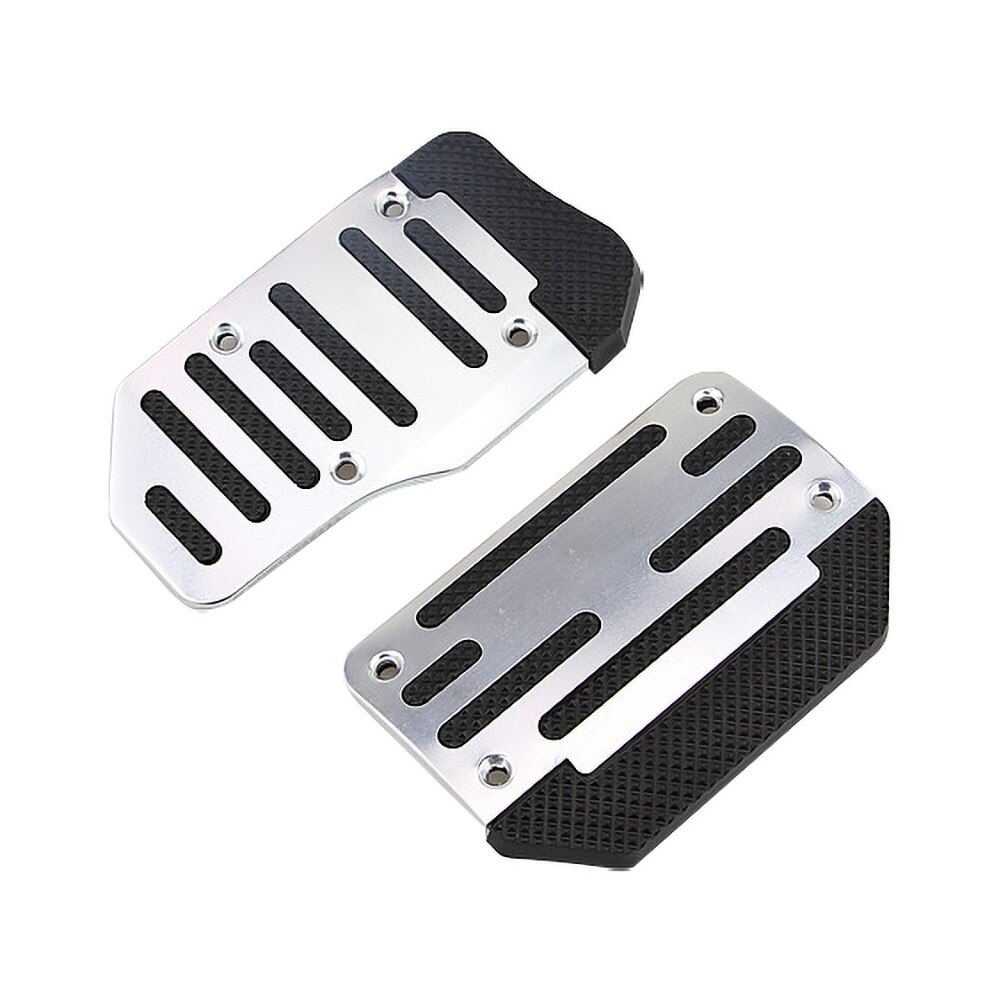 2Pcs/3Pcs Car Vehicle Automatic Manual Accelerator Brake Metal Foot Pedal Set: 2pc Automatic Silver
