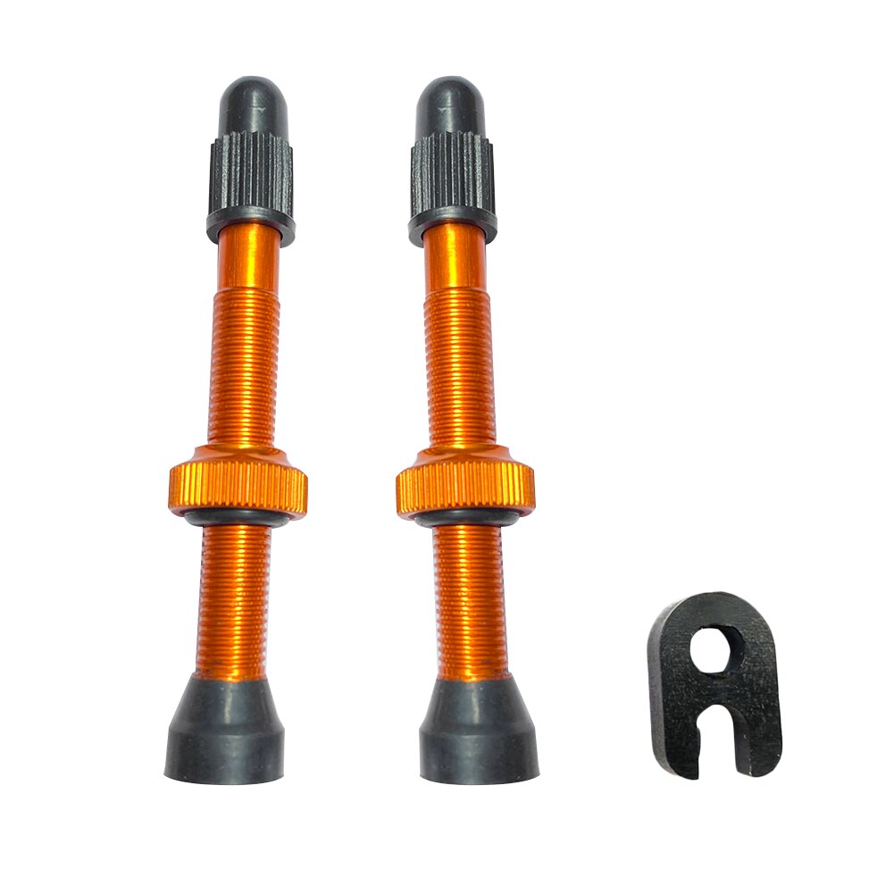 1 Pair Aluminum Bicycle Tire Valve with Tool Outdoor Anti-resistance Repairing Elements MTB Mountain Road Bike Tubeless Tires: Orange B