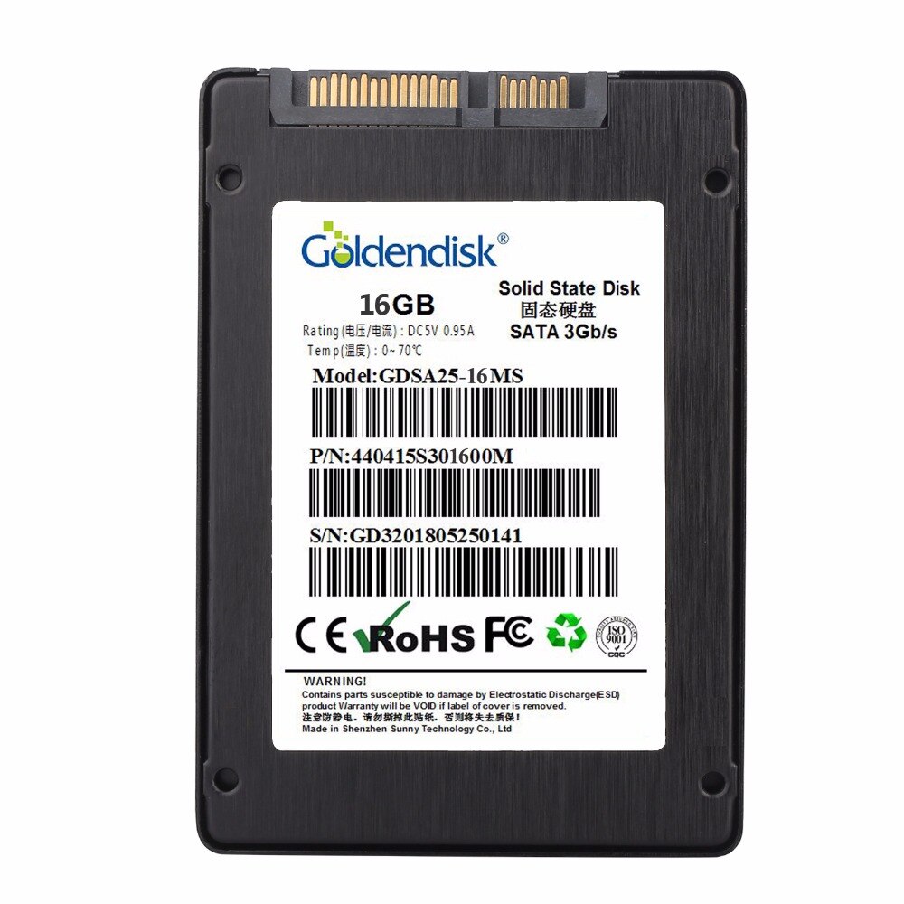 Goldendisk 2.5'' SATA 2.0 SSD 16GB computer hardware NAND MLC Flash disk internal for ad player