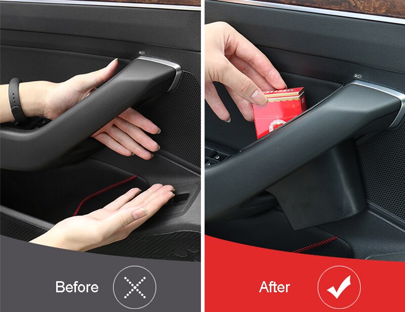 For Volkswagen Arteon / Passat B8 Plastic Interior Front Door Storage Box Organizer Container Tray 2pcs Car Styling