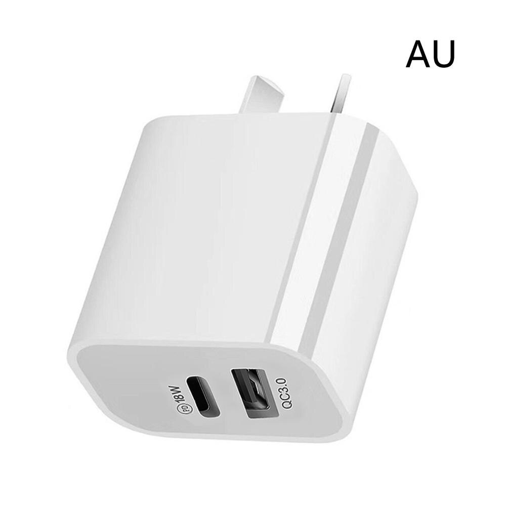 Pd Qc 3.0 Dual Usb Charger 18W Quick Charge Eu Us Eu Au Plug Voor Iphone X 8 Plus note 10 9 Power Levering Mobiele Telefoon Adapter: AU