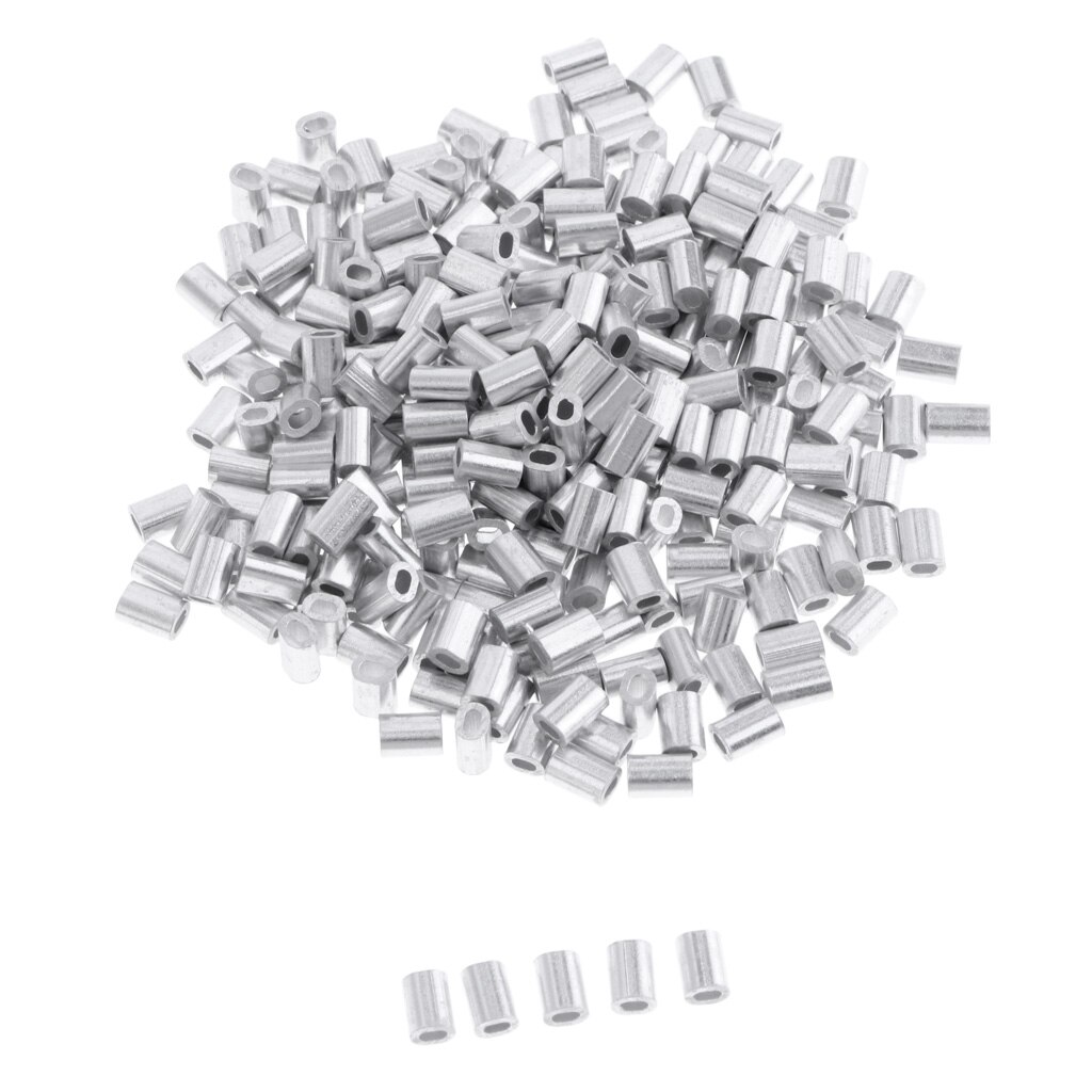 100Pcs/Lot Aluminum Oval Barrel Crimp Sleeves 0.8mm/1mm/1.2mm/1.5mm 4 Sizes Available